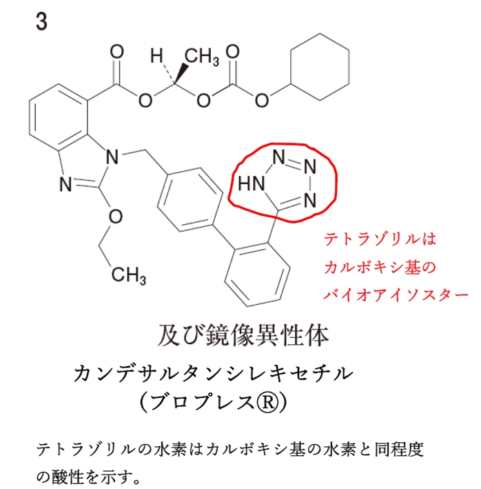 カルボキシ基のバイオアイソスター（生物学的等価体）を含むのはどれか 106回薬剤師国家試験問105